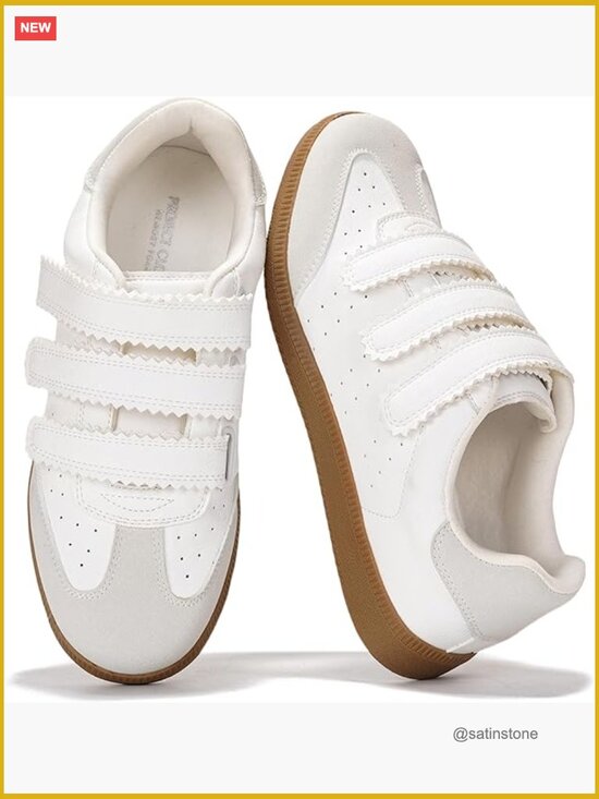 Shoes - Women's Fashion Sneakers - Memory Foam Cushioned Non-Slip Hook & Loop Closure